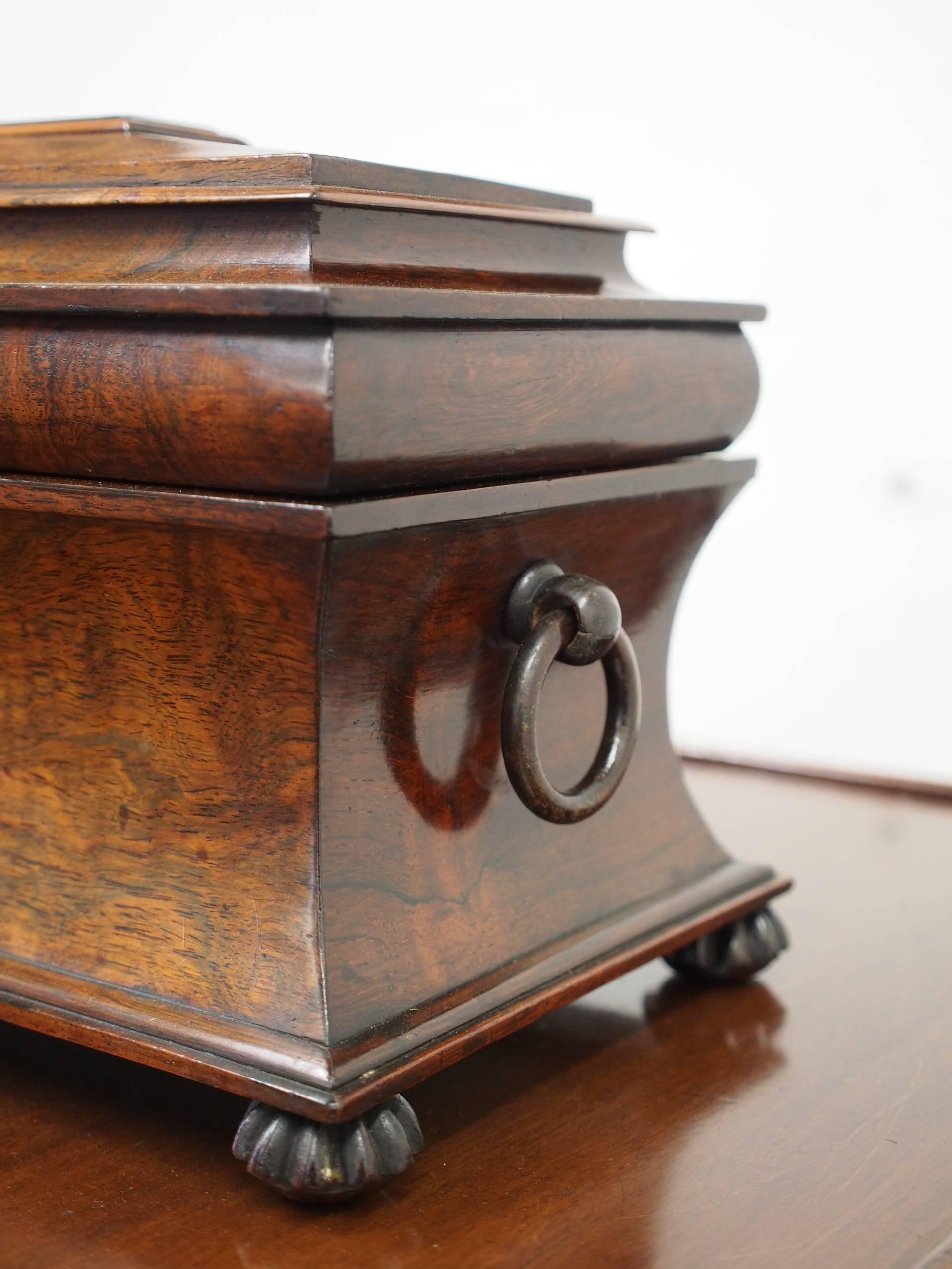 Mid-19th Century Late George IV Rosewood Sarcophagus Tea Caddy For Sale