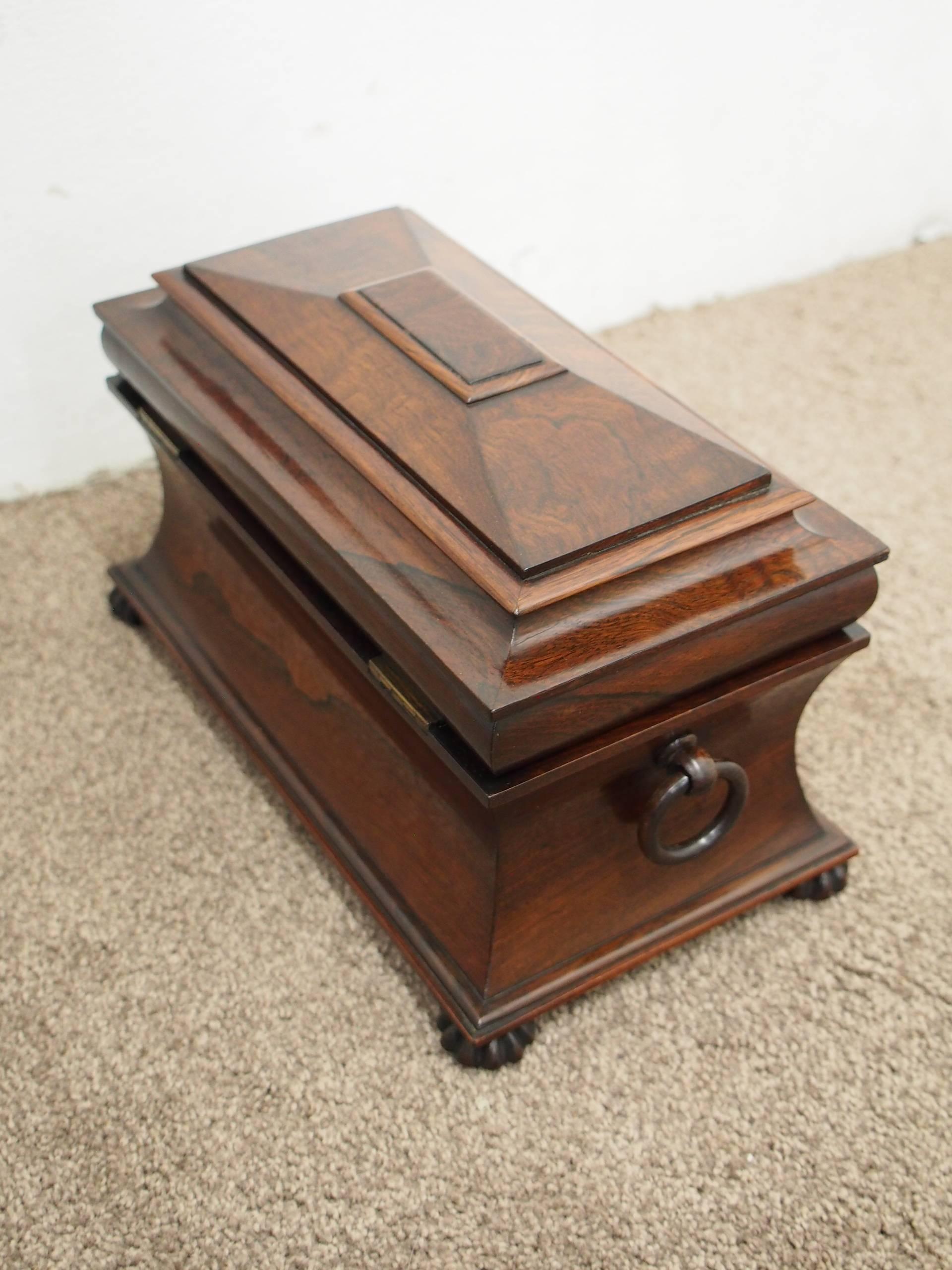 Late George IV Rosewood Sarcophagus Tea Caddy For Sale 3