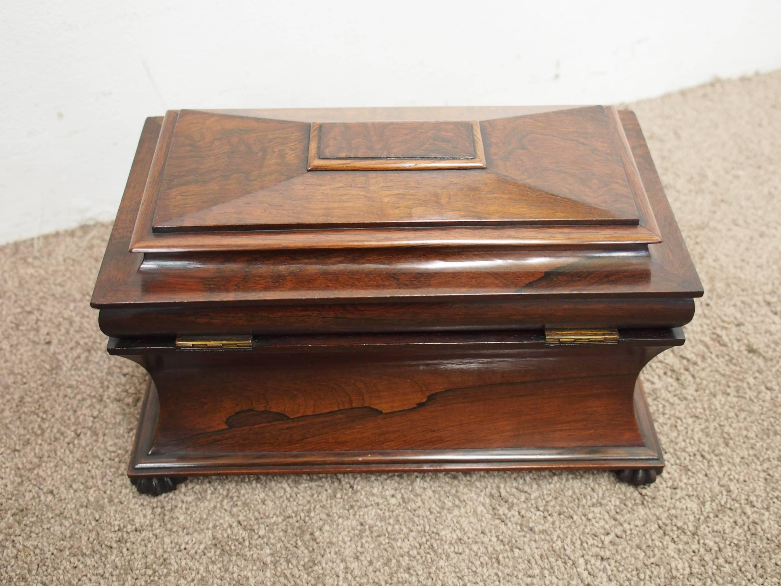 Late George IV Rosewood Sarcophagus Tea Caddy For Sale 4