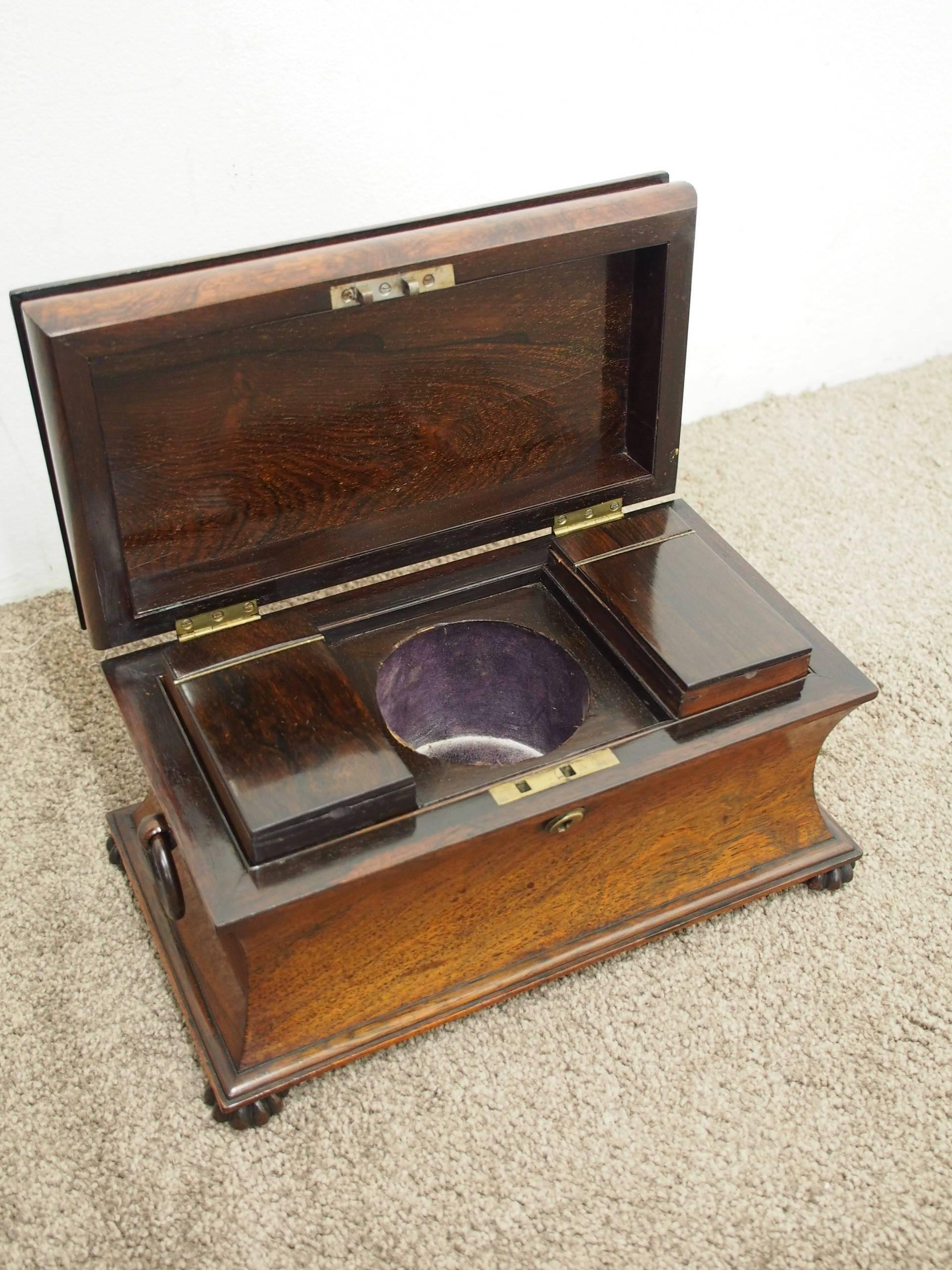 Late George IV Rosewood Sarcophagus Tea Caddy For Sale 5
