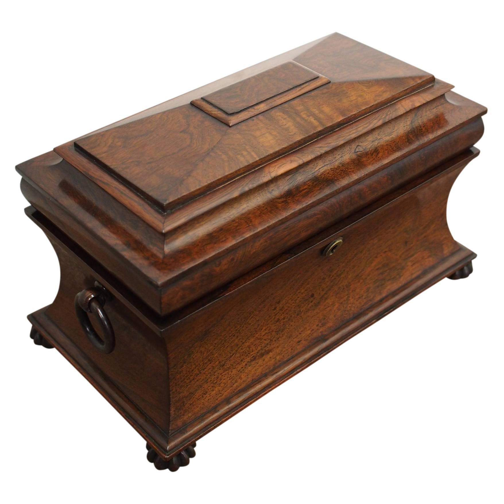 Late George IV Rosewood Sarcophagus Tea Caddy For Sale