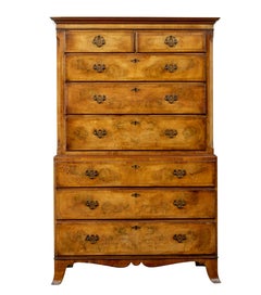 Late Georgian 19th century walnut chest on chest