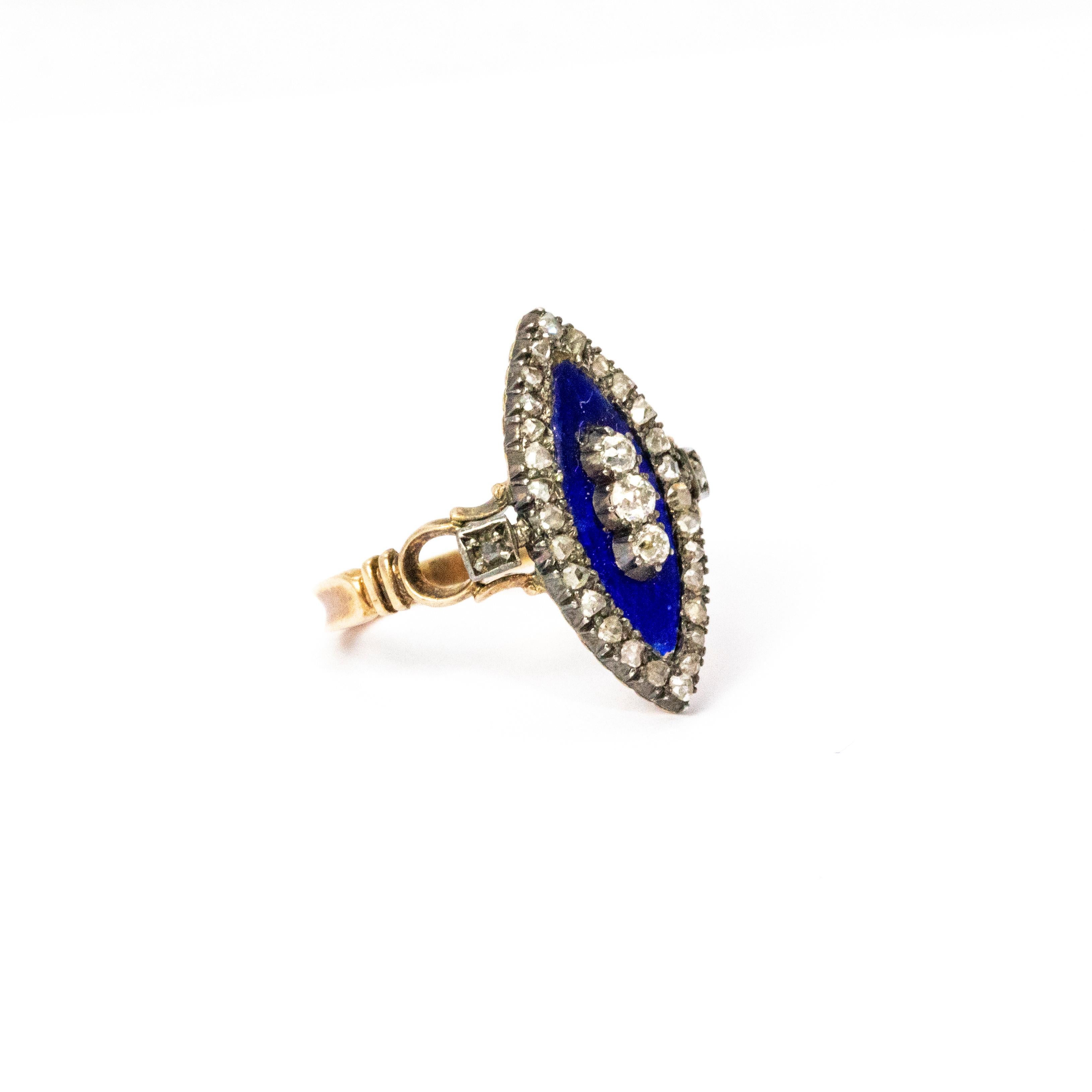 Late Georgian Blue Enamel and Diamond 18 Karat Gold Ring at 1stDibs ...