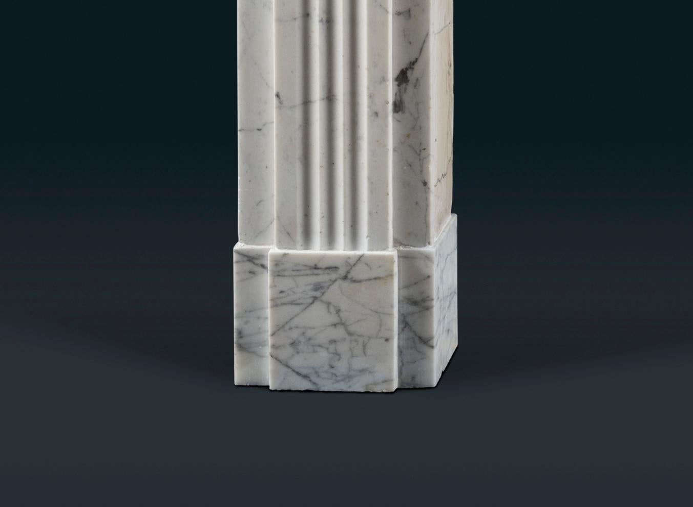 Regency Late Georgian Carrara Marble Fluted Fireplace Surround