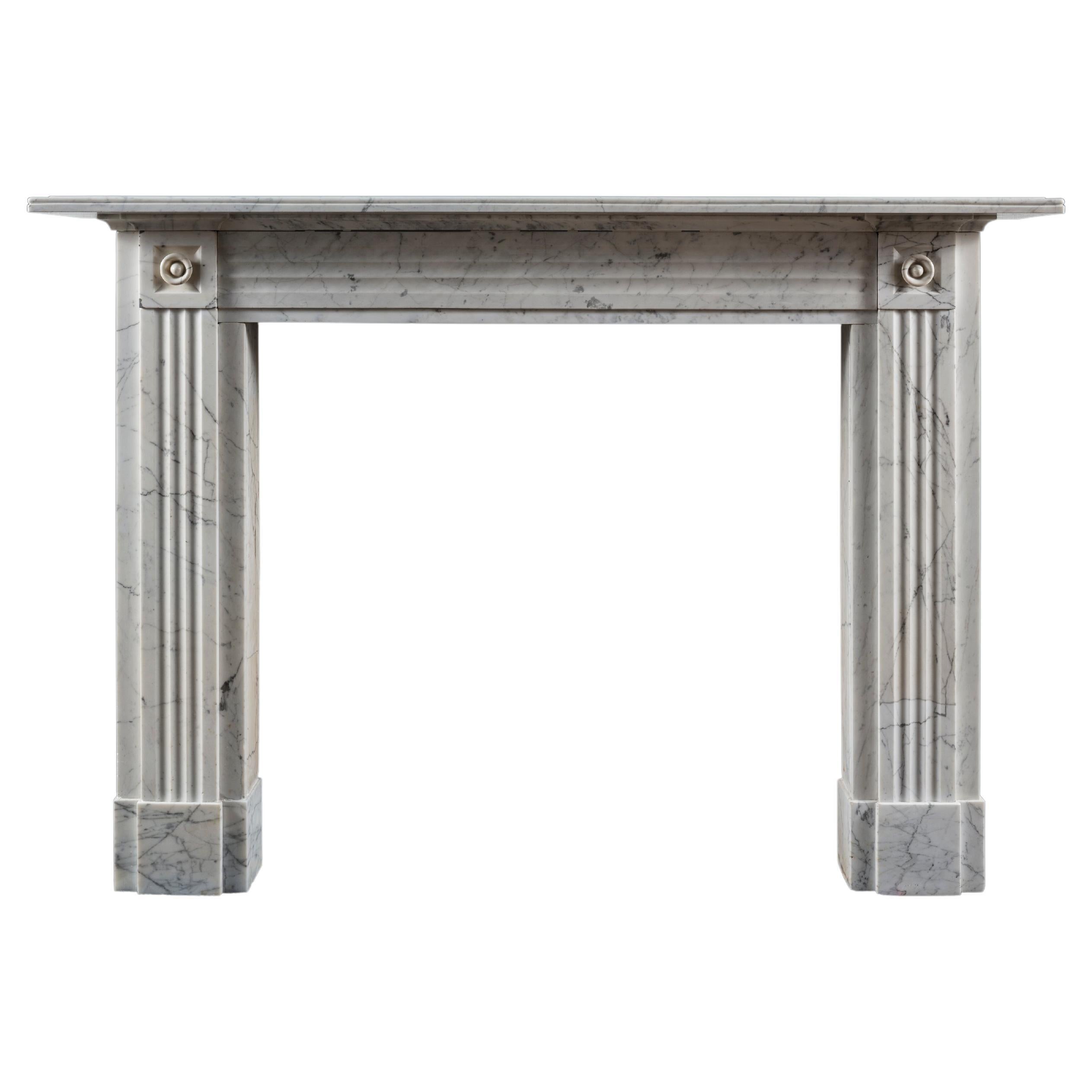 Late Georgian Carrara Marble Fluted Fireplace Surround