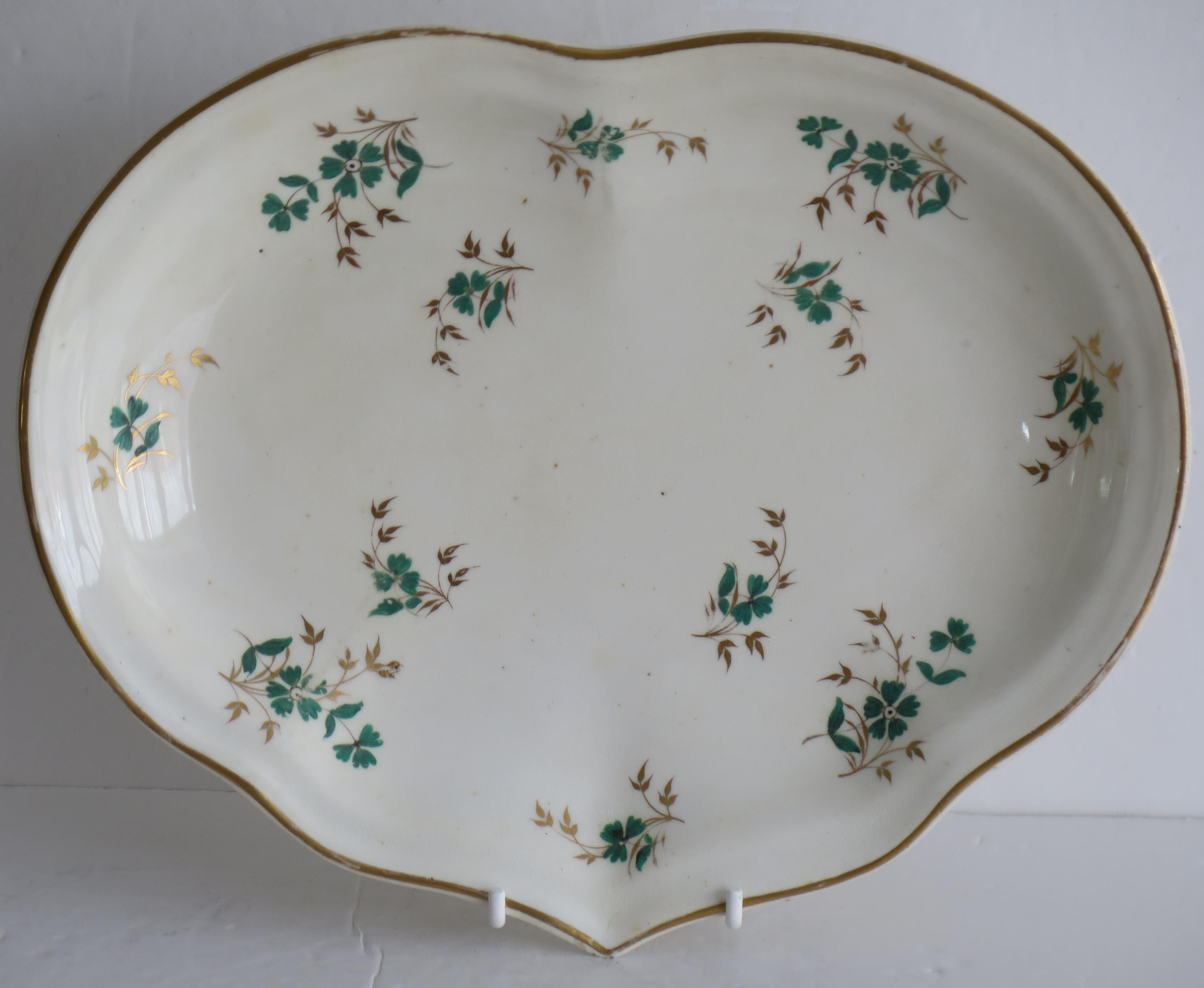 George III Late Georgian Derby Desert Dish Heart Shaped Porcelain Gilded Ptn, Circa 1825 For Sale