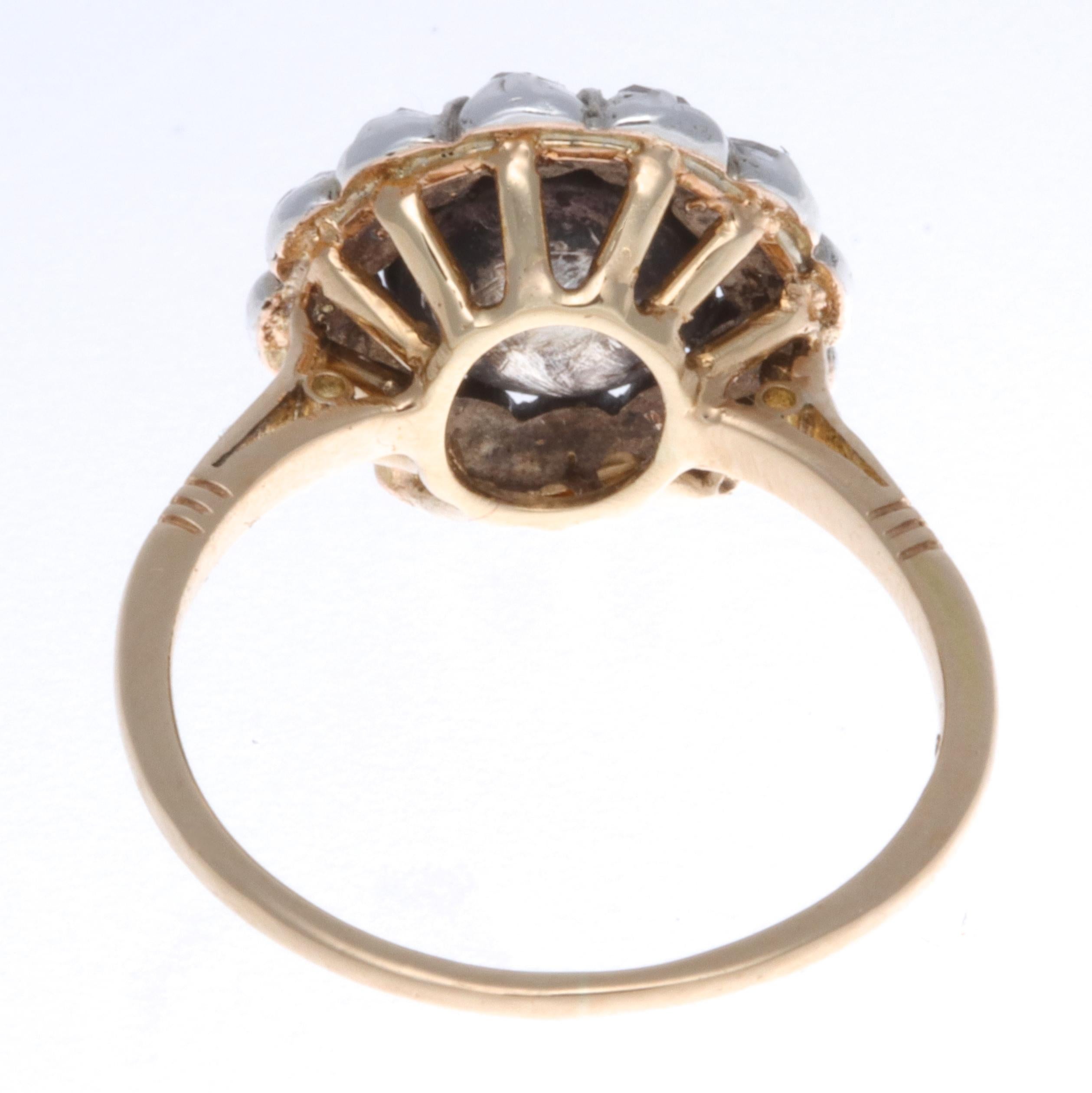 Georgian Diamond 14 Karat Gold Cluster Ring