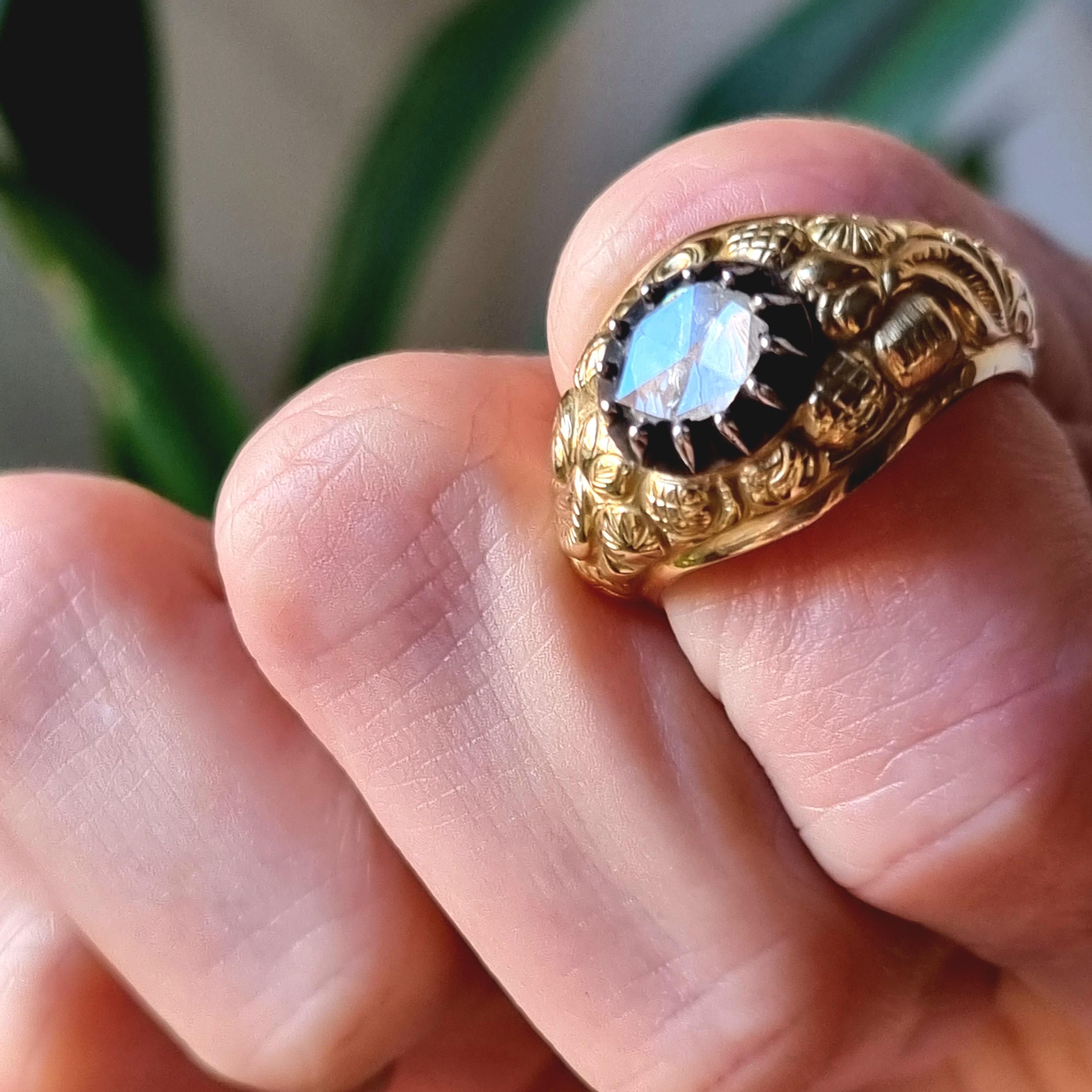 Women's or Men's Late Georgian / Early Victorian Era Rose cut Diamond Ring For Sale