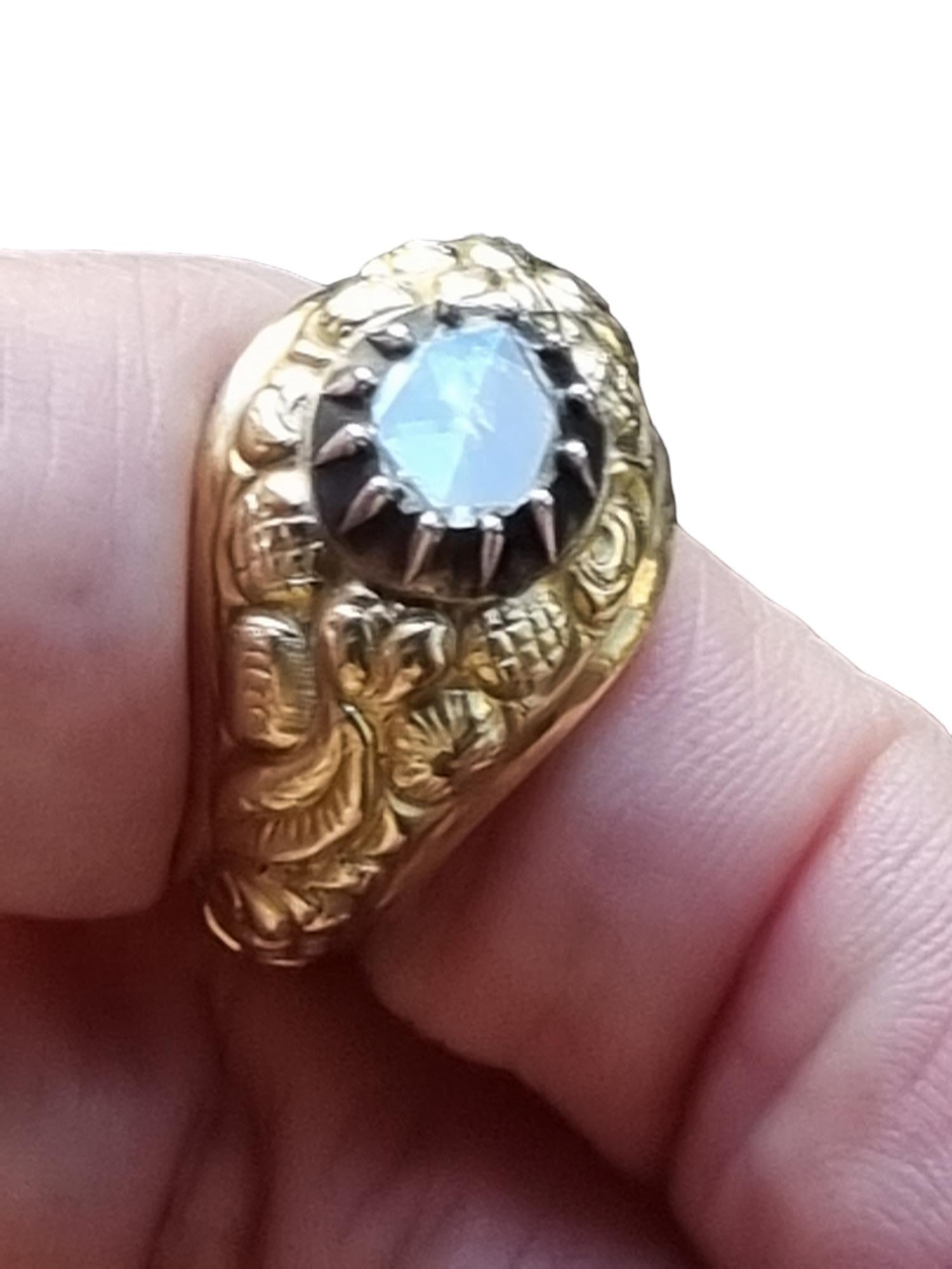 Late Georgian / Early Victorian Era Rose cut Diamond Ring In Fair Condition For Sale In OVIEDO, AS