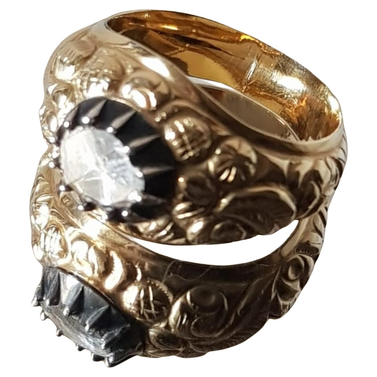 Portuguese Romantic Era  (1830-188) Rose cut Diamond Men Ring For Sale