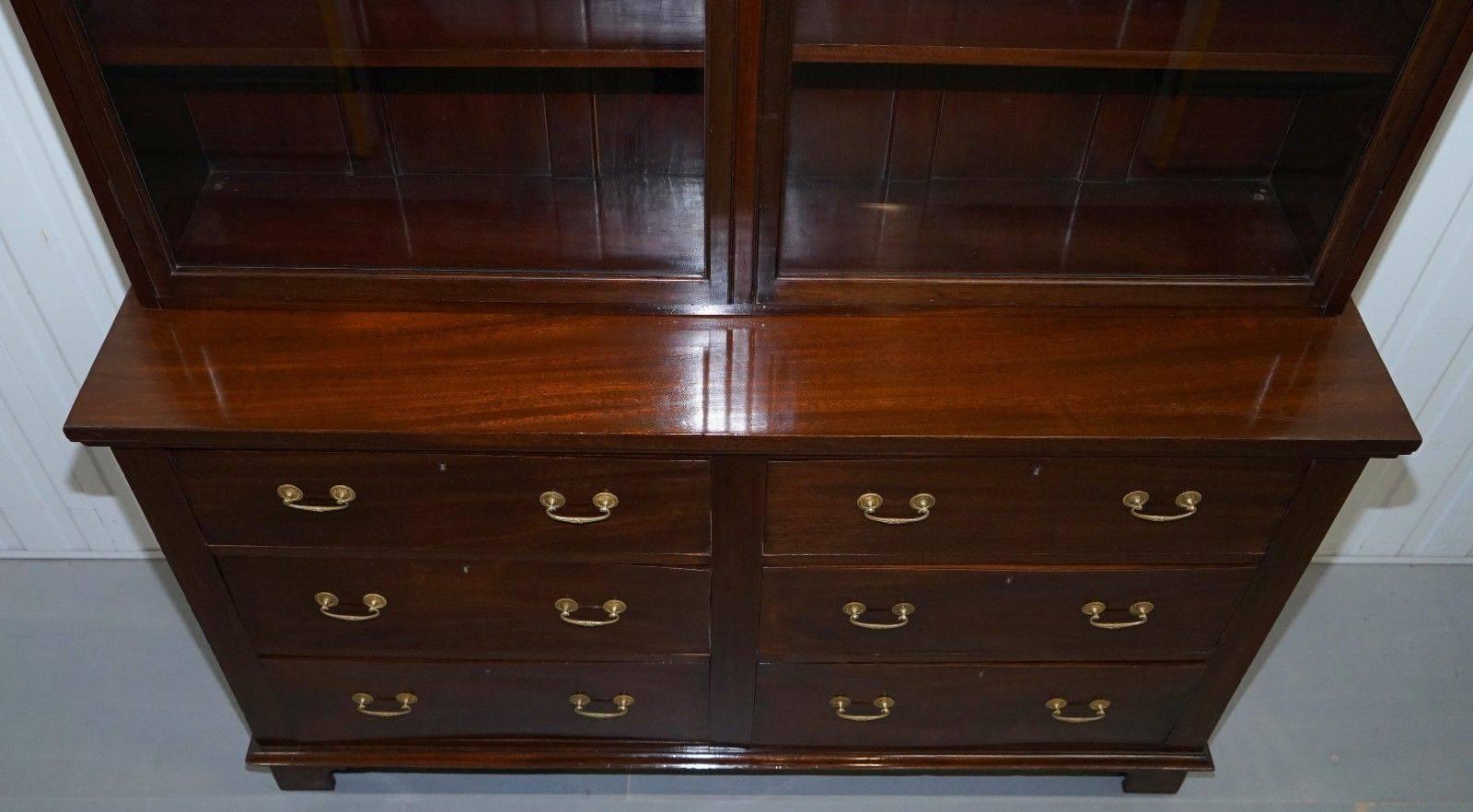 19th Century Late Georgian Early Victorian Mahogany Library Bookcase Dresser Cabinet Drawers