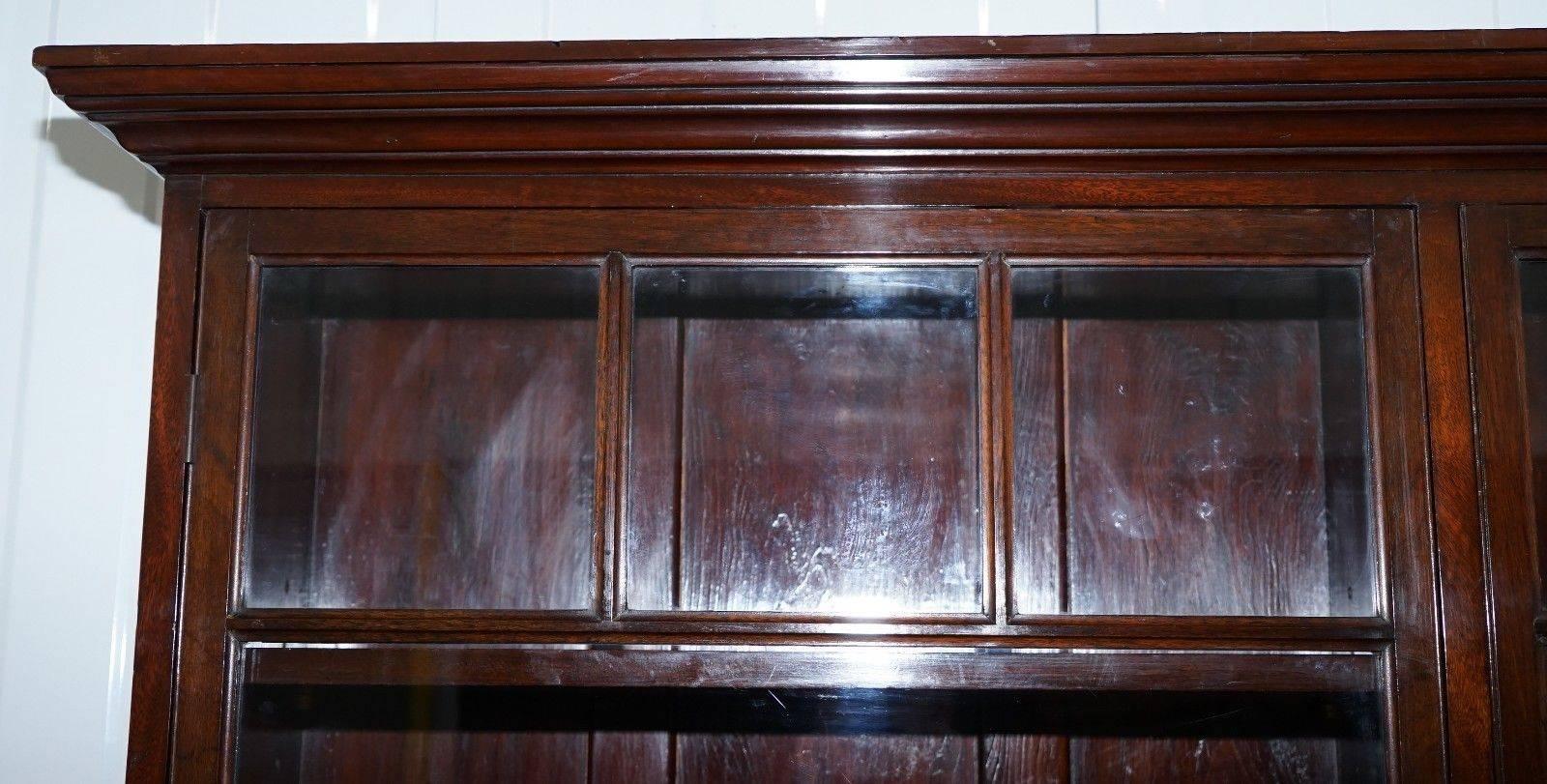 Glass Late Georgian Early Victorian Mahogany Library Bookcase Dresser Cabinet Drawers