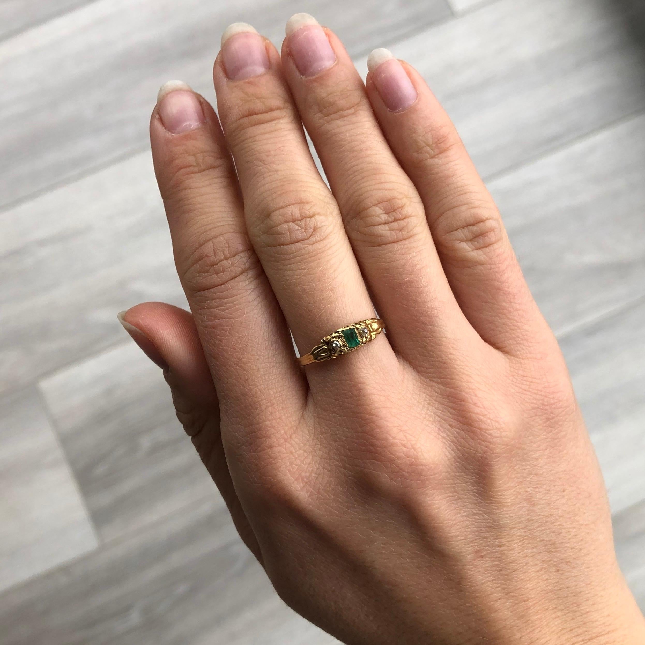 Late Georgian Emerald and Diamond 18 Carat Gold Ring 2