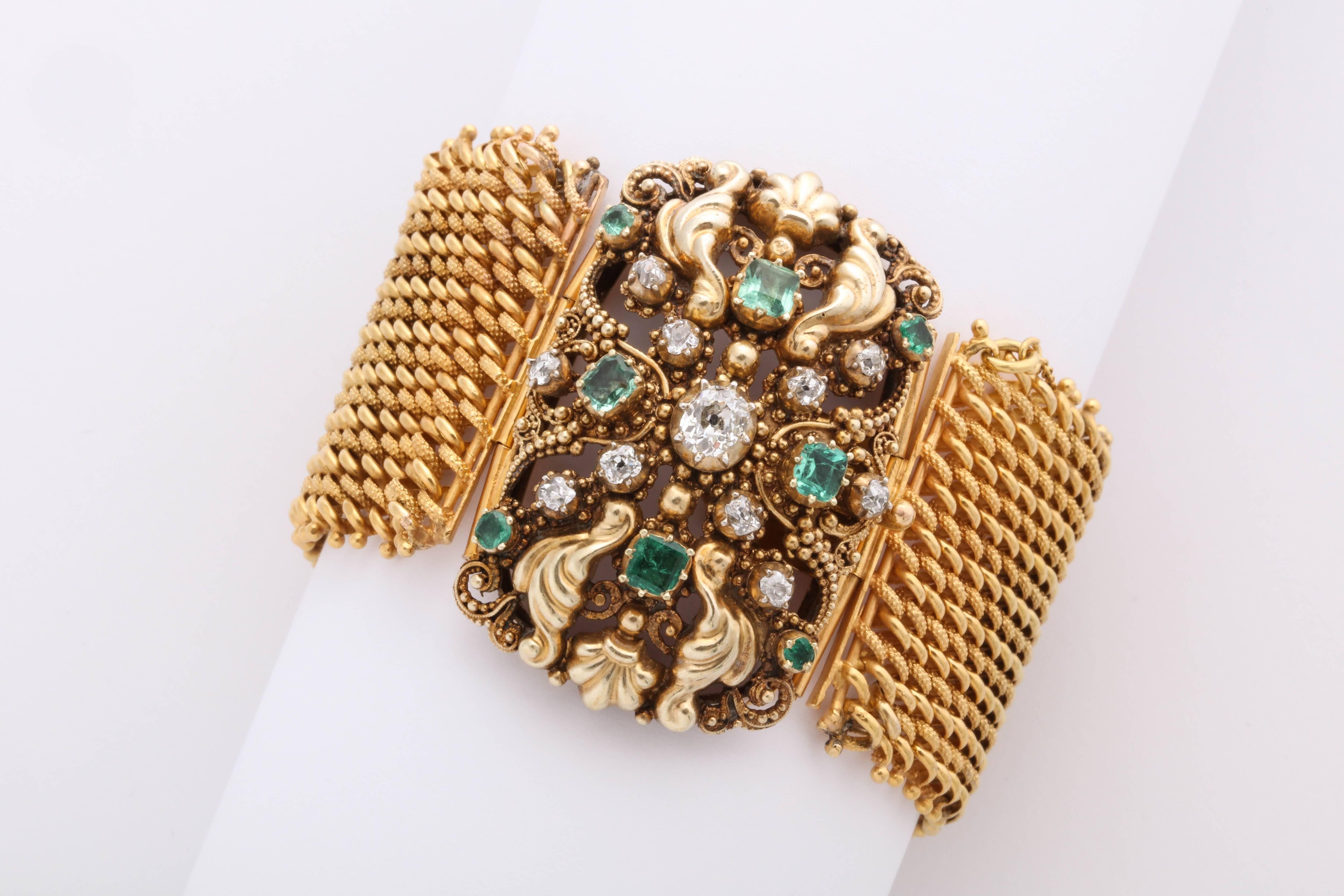 Late Georgian Emerald and Diamond Bracelet For Sale 2