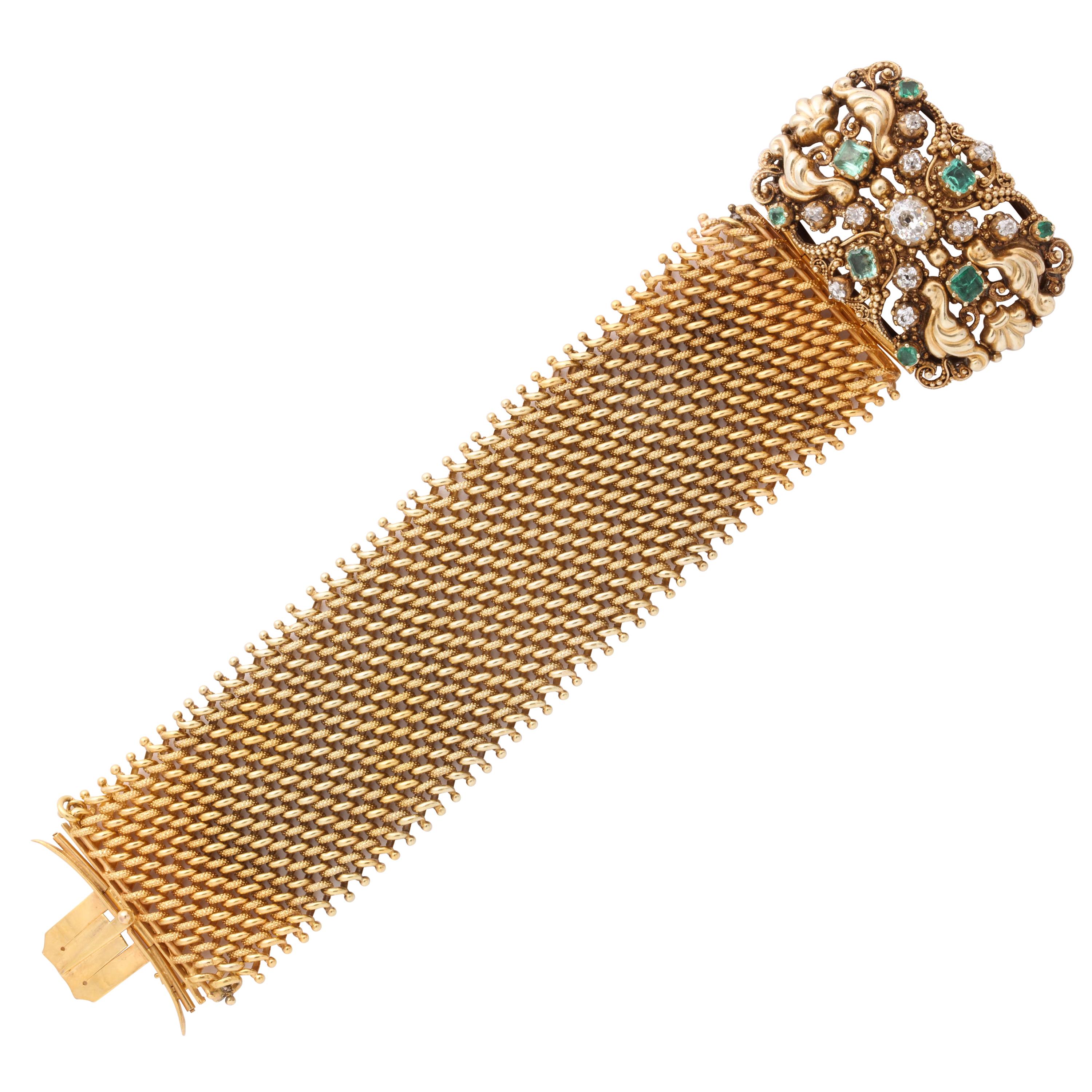 Late Georgian Emerald and Diamond Bracelet For Sale