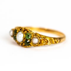 Late Georgian Emerald and Pearl 15 Carat Gold Ring