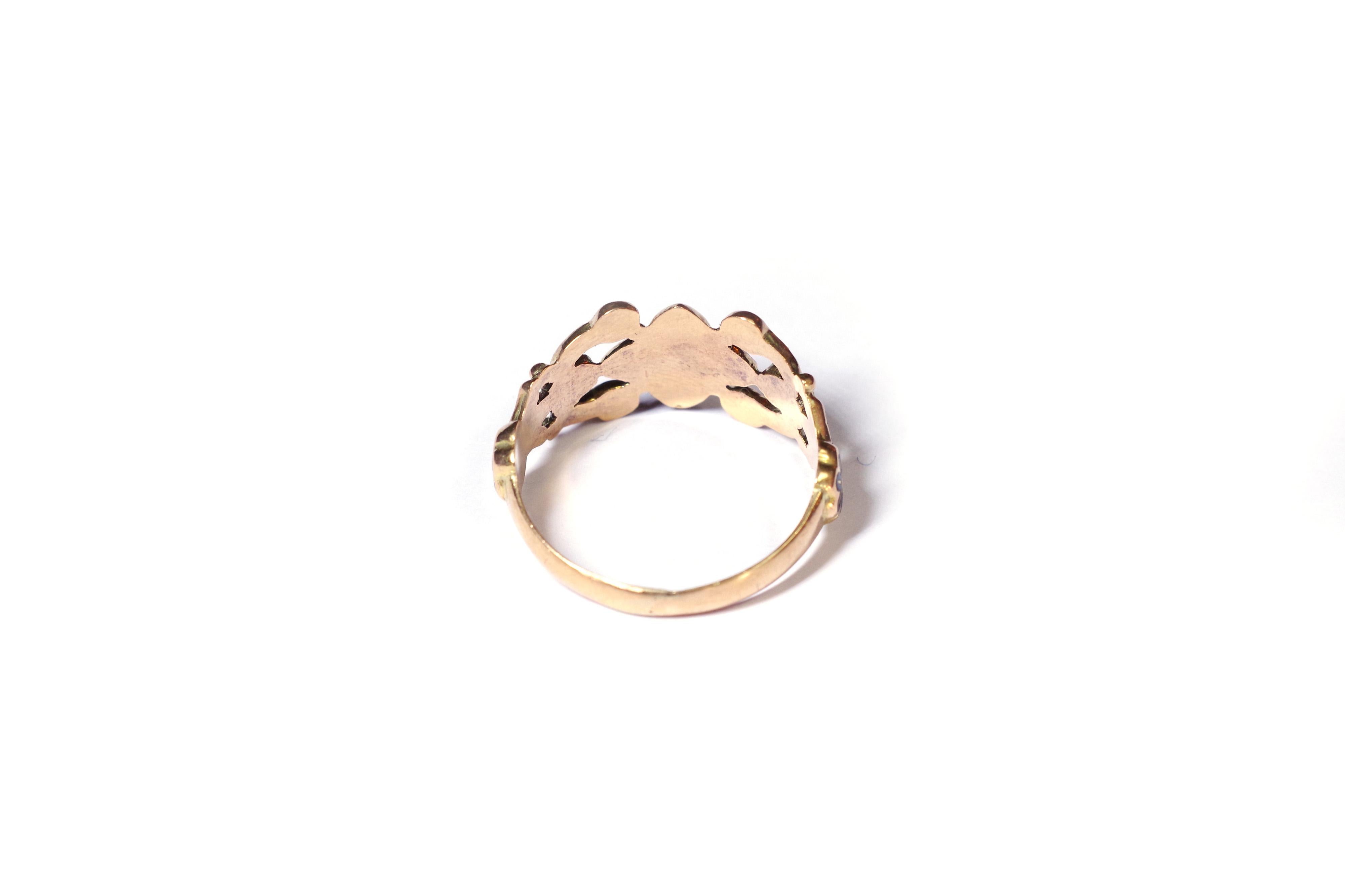 Late Georgian Enamel Ring in Rose Gold 18 Karats For Sale 1