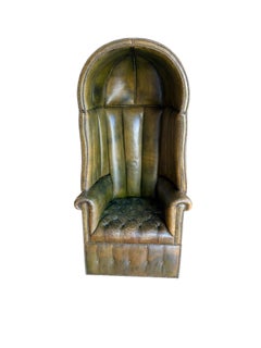 Late Georgian Extraordinary Leather Upholstered “Hall Porters Chair”.