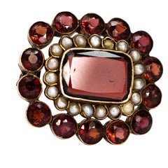 Late Georgian Garnet and Pearl Gold Brooch