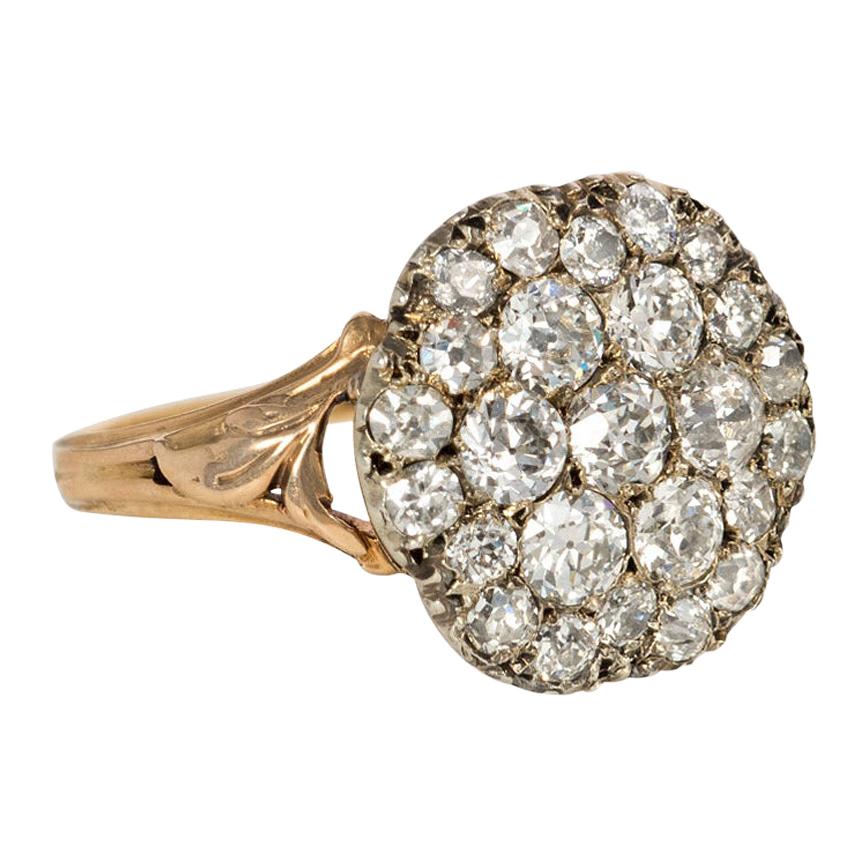 Late Georgian Gold and Diamond Cluster Ring