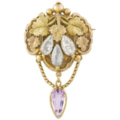 Antique Late Georgian Gold and Gemset Brooch