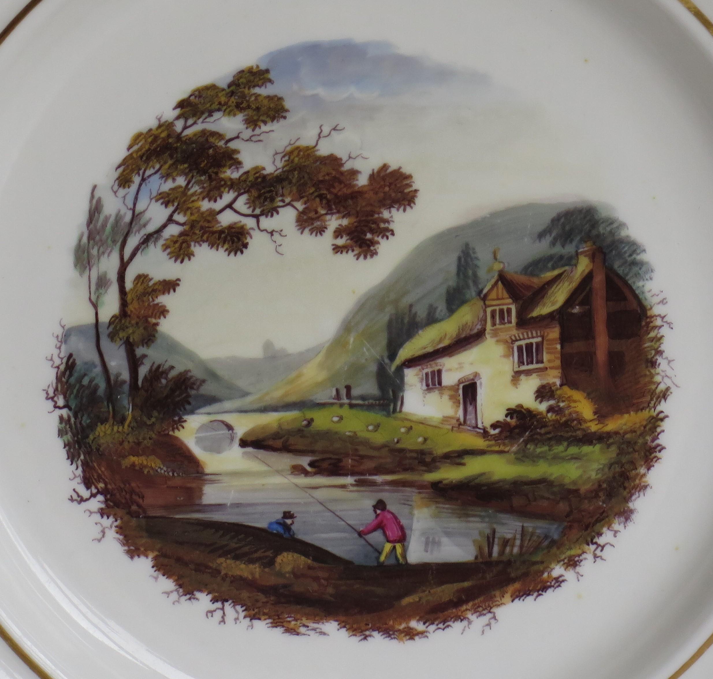 Georgian John Ridgway PAIR Porcelain Plates Hand Painted Pattern 1054, Ca 1825 For Sale 2