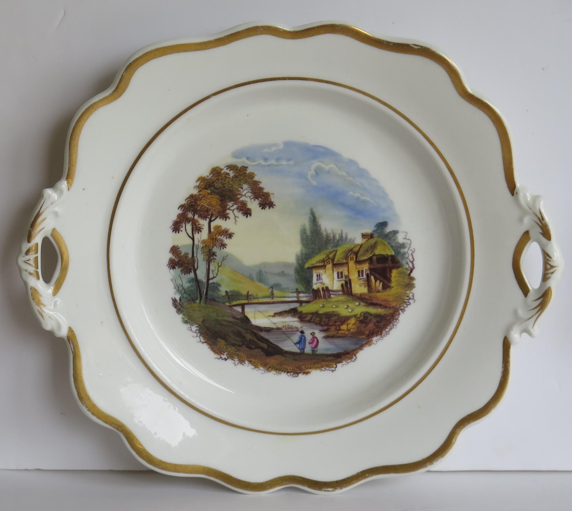 XIXe siècle Assiettes en porcelaine géorgiennes John Ridgway PAIR, motif peint à la main 1054, vers 1825 en vente