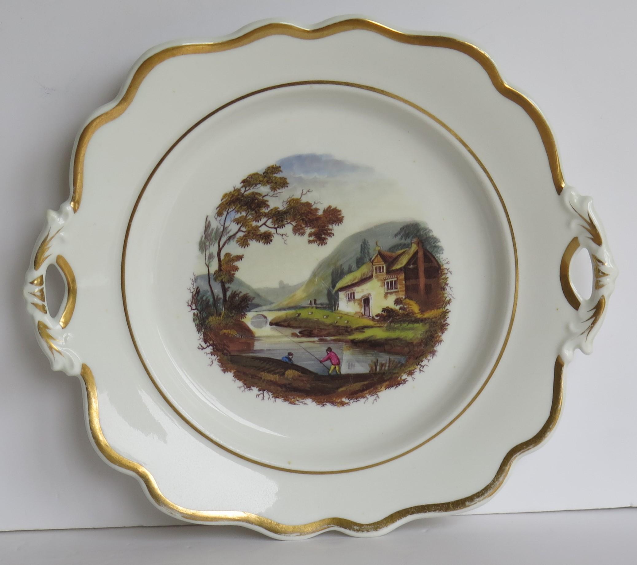 Georgian John Ridgway PAIR Porcelain Plates Hand Painted Pattern 1054, Ca 1825 For Sale 1