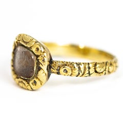 Late Georgian Locket Front 9 Carat Gold Memorial Ring