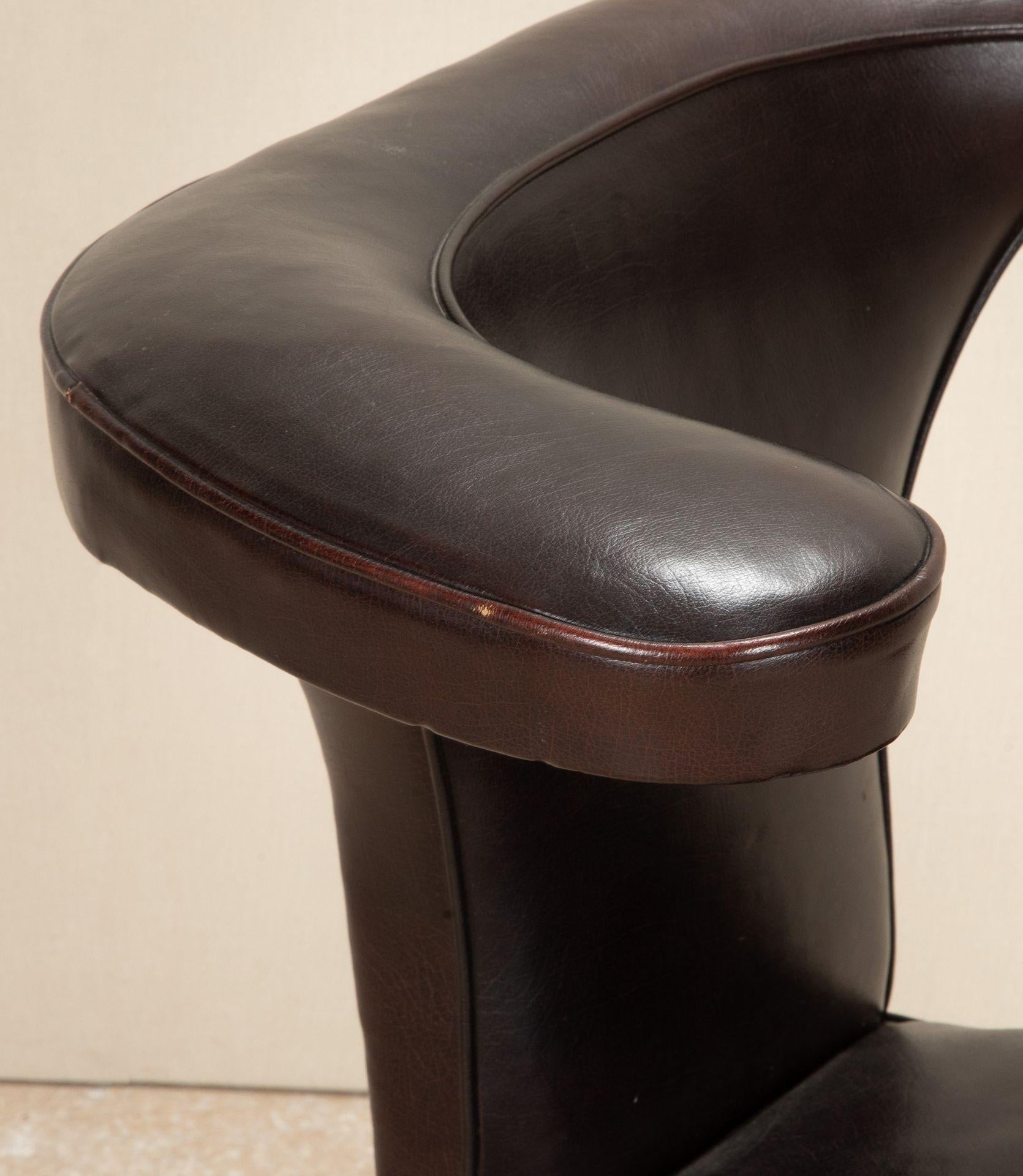 Silla de lectura georgiana tardía de caoba y cuero en venta 1