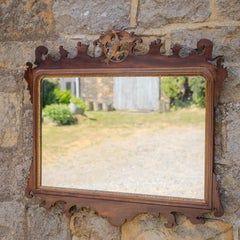 Late Georgian Mahogany Gilt Hoho Bird Fretwork Wall Mirror Landscape c.19th