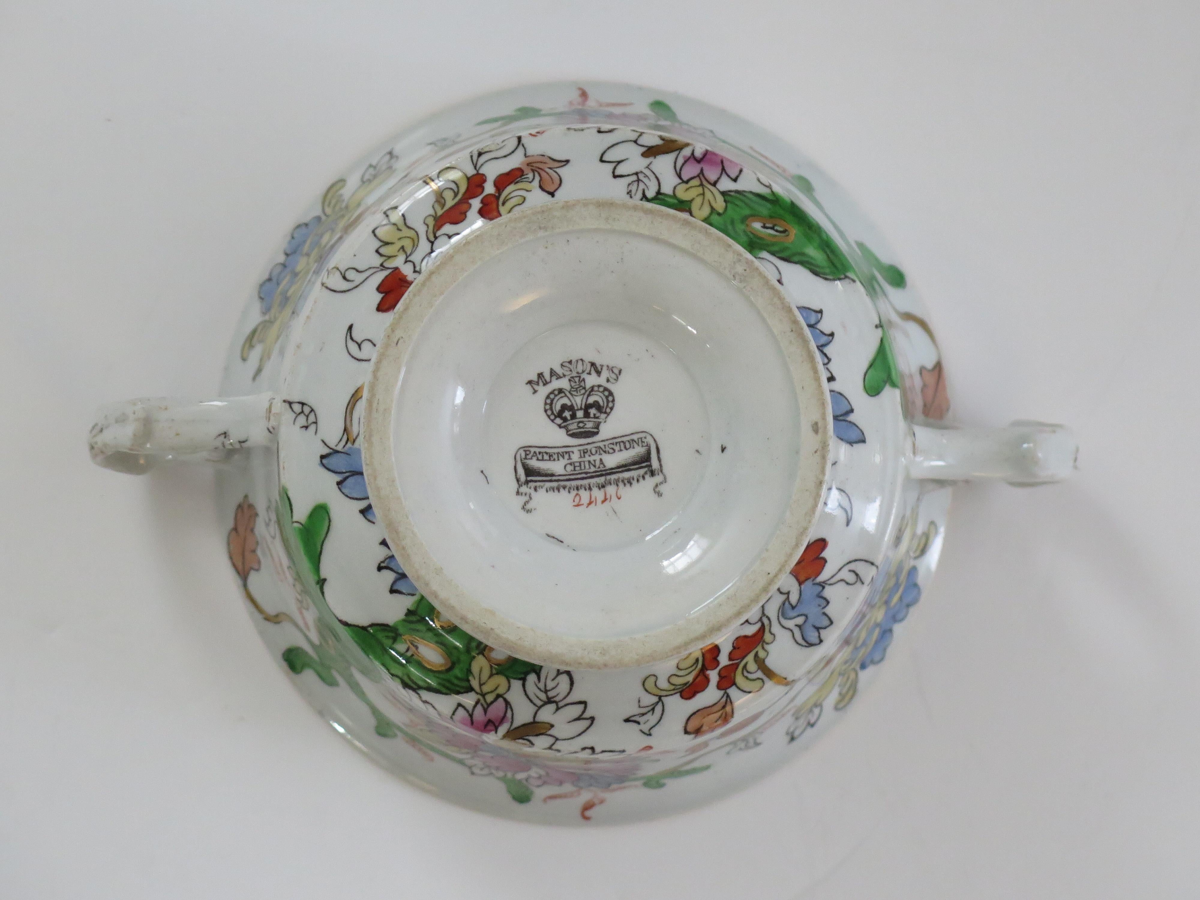 Spätgeorgianische Mason's Ironstone Sauciere & Deckel vergoldete Pfingstrose Pt, ca. 1830 im Angebot 7