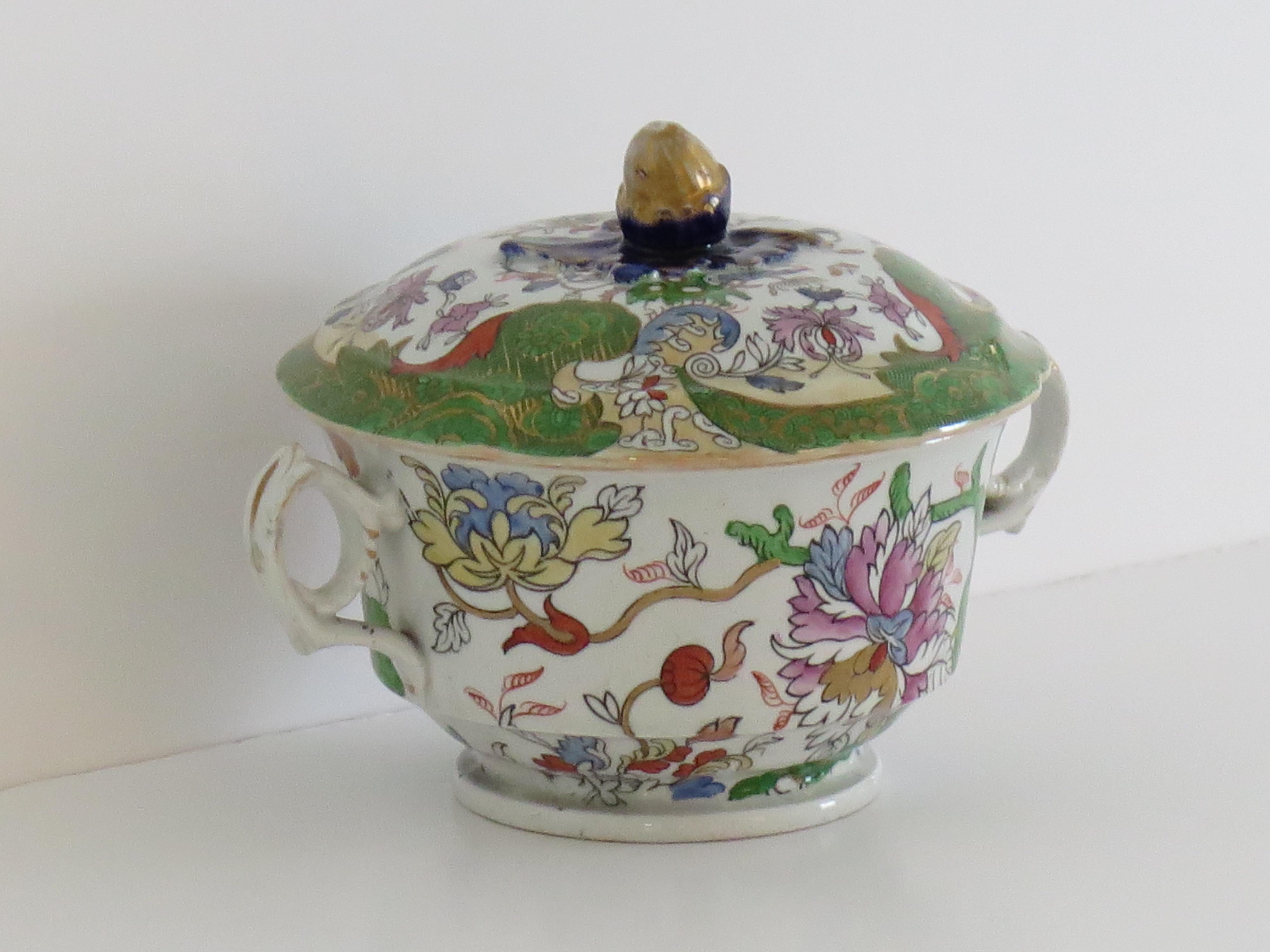 Late Georgian Mason's Ironstone Sauce Tureen & Lid Gilded Tree Peony Ptn, Ca1830 In Good Condition For Sale In Lincoln, Lincolnshire