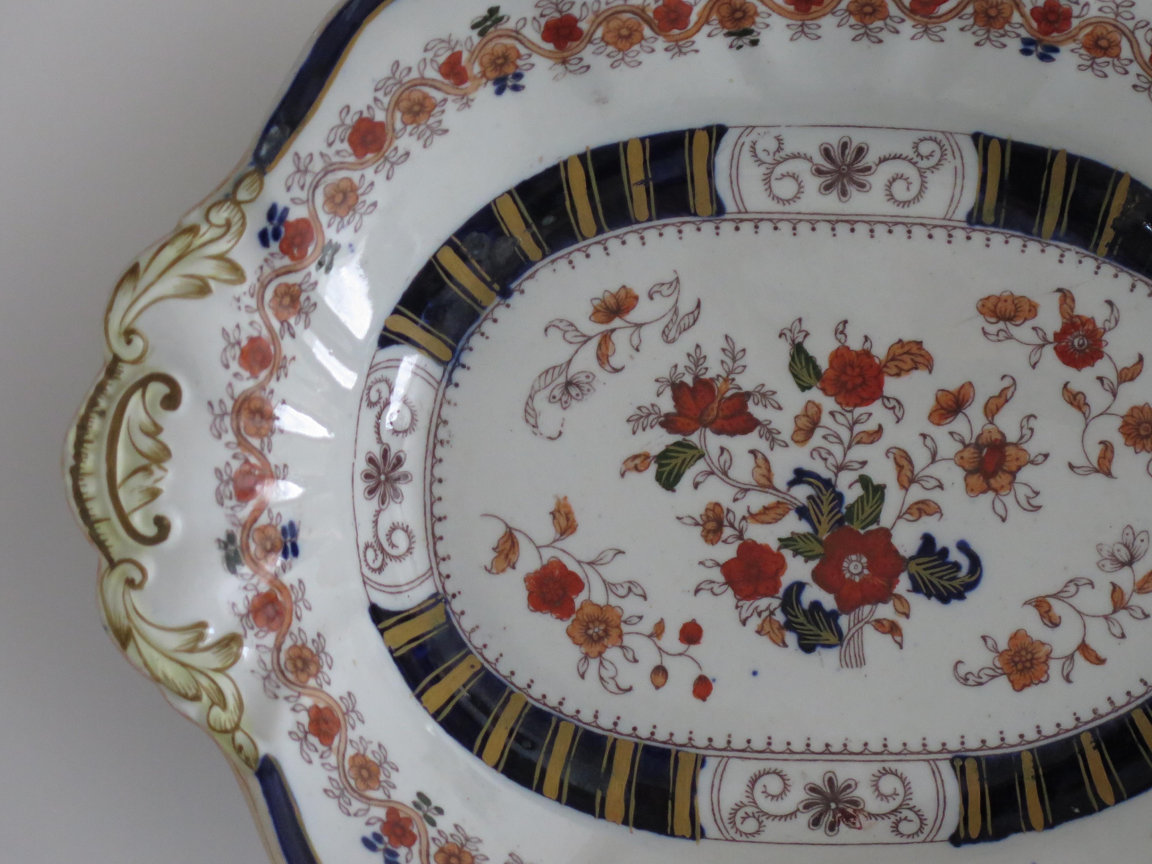 English Late Georgian Masons Ironstone Serving Dish in Floral Pattern, Circa 1830 For Sale