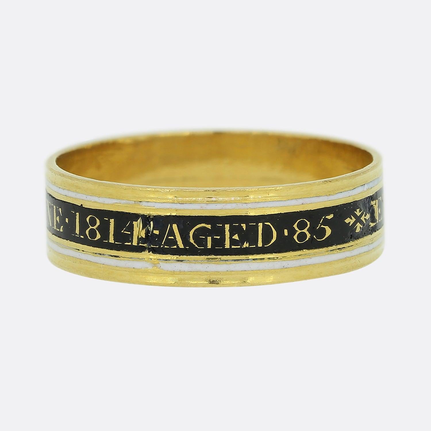 Late Georgian Mourning Band Ring In Good Condition For Sale In London, GB