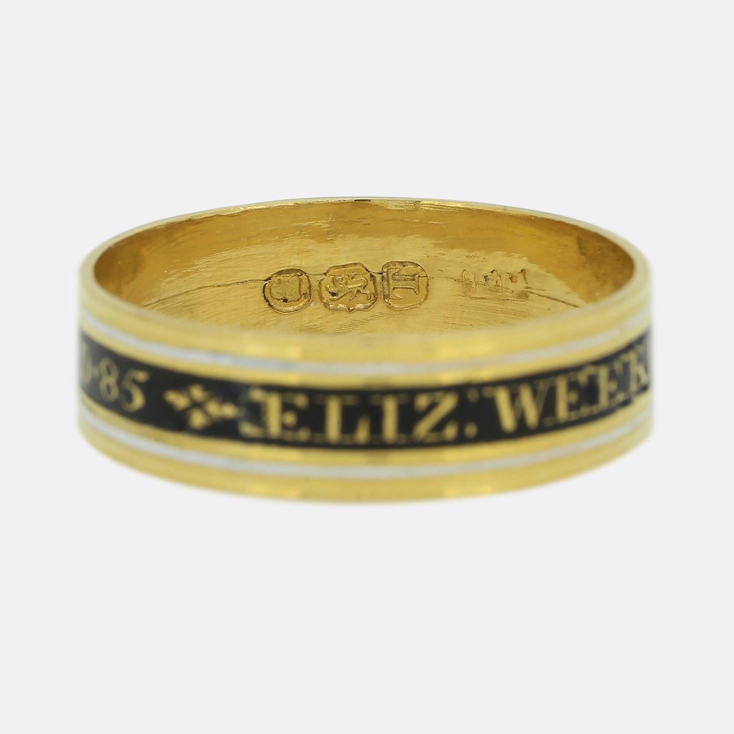 Women's Late Georgian Mourning Band Ring For Sale