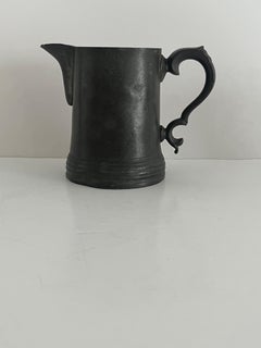 Late Georgian Pewter Pint Jug, hand made with touch marks, English Circa 1800