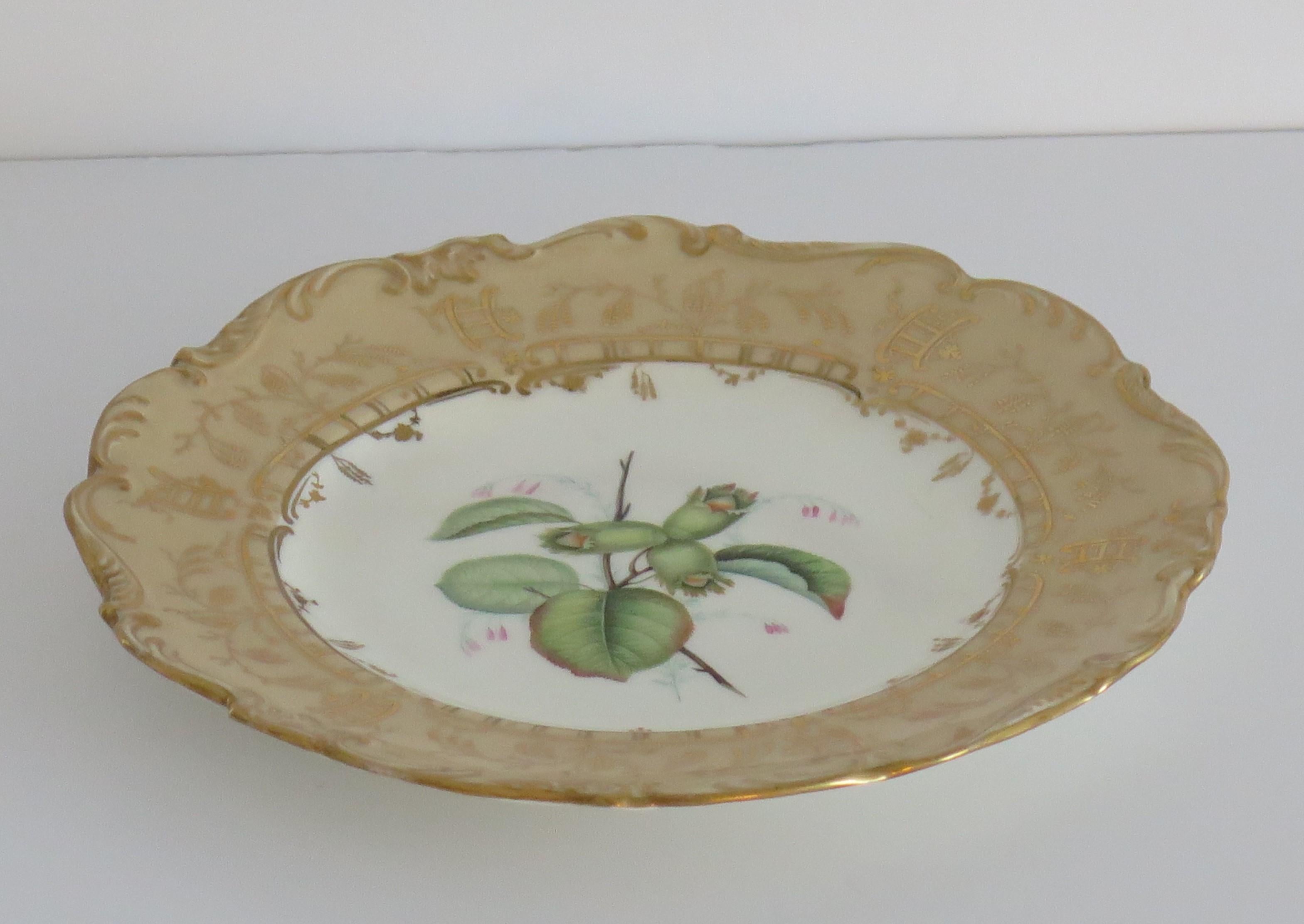 Late Georgian Porcelain Botanical Plate by H & R Daniel or S Alcock, circa 1830 For Sale 1