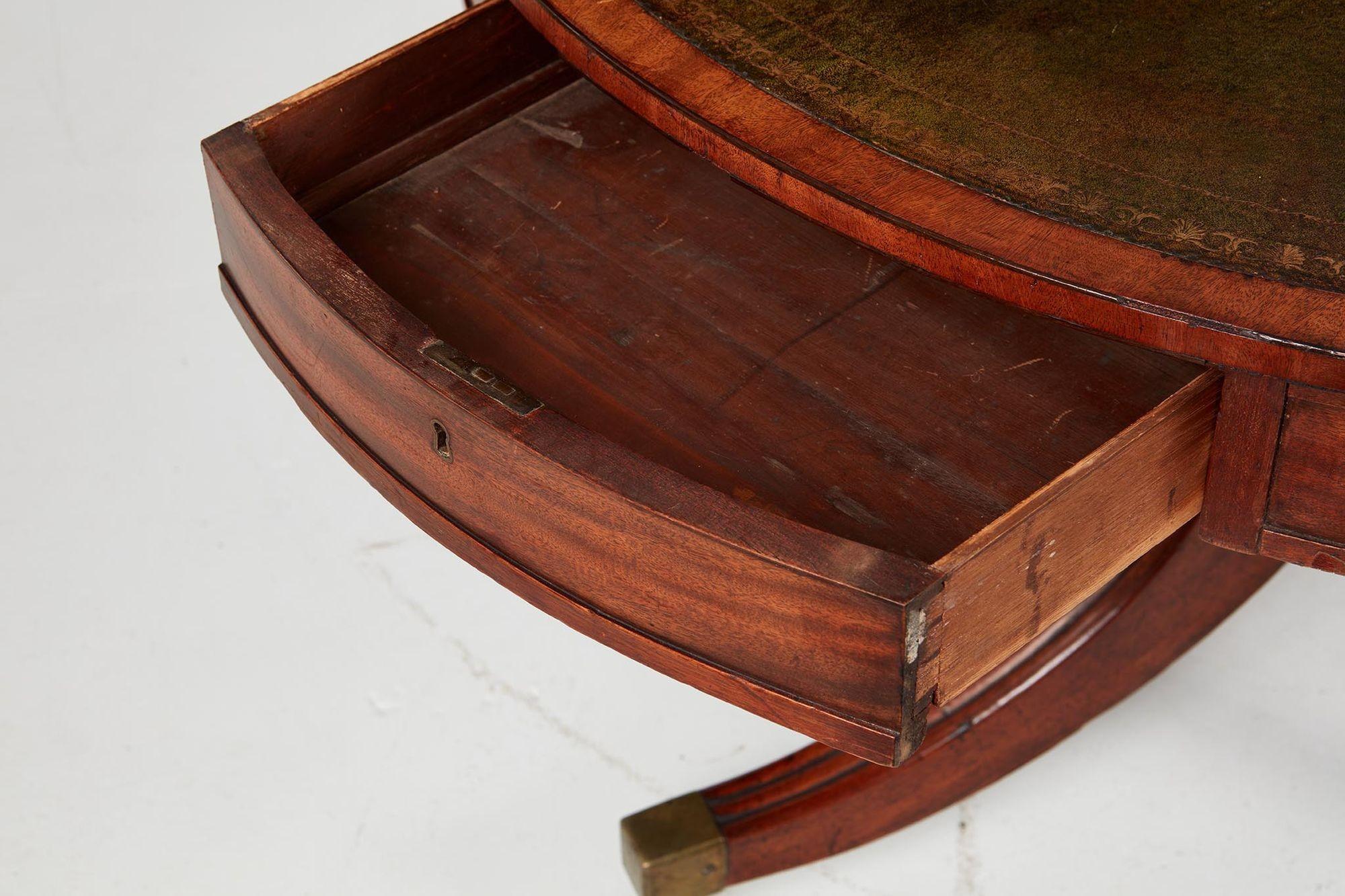 Late Georgian Reeded Leg Drum Table For Sale 3
