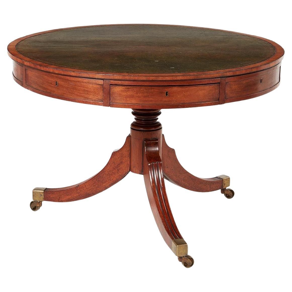 Late Georgian Reeded Leg Drum Table For Sale