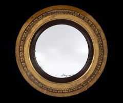 Late Georgian Regency Period Carved Giltwood Convex Mirror