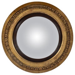 Late Georgian Regency Period Carved Giltwood Convex Mirror