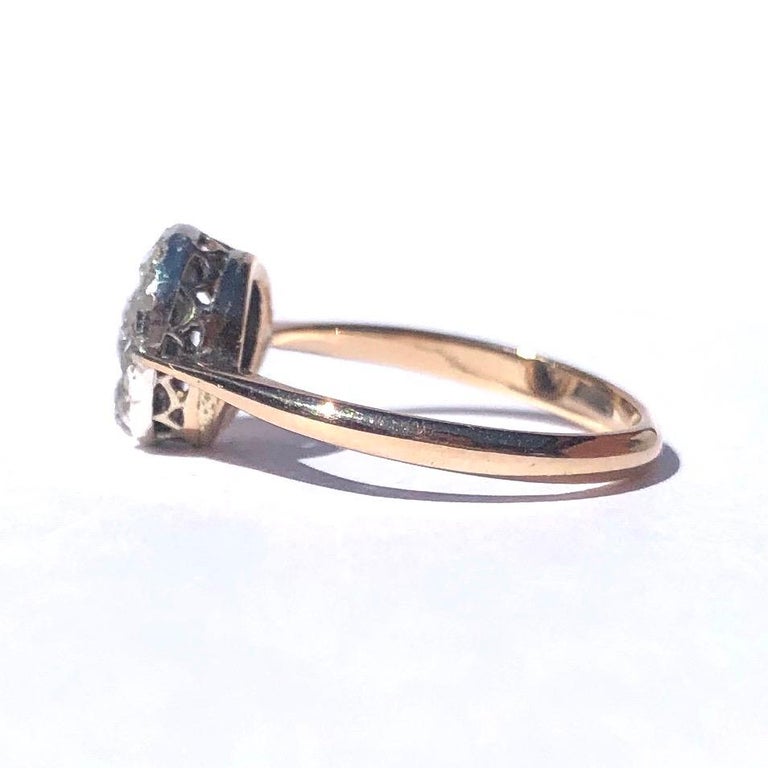Late Georgian Rose Cut Diamond and 9 Carat Gold Cluster Ring at 1stDibs