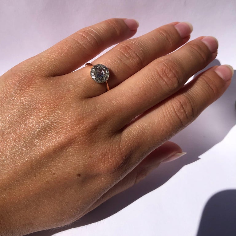 Late Georgian Rose Cut Diamond and 9 Carat Gold Cluster Ring at 1stDibs