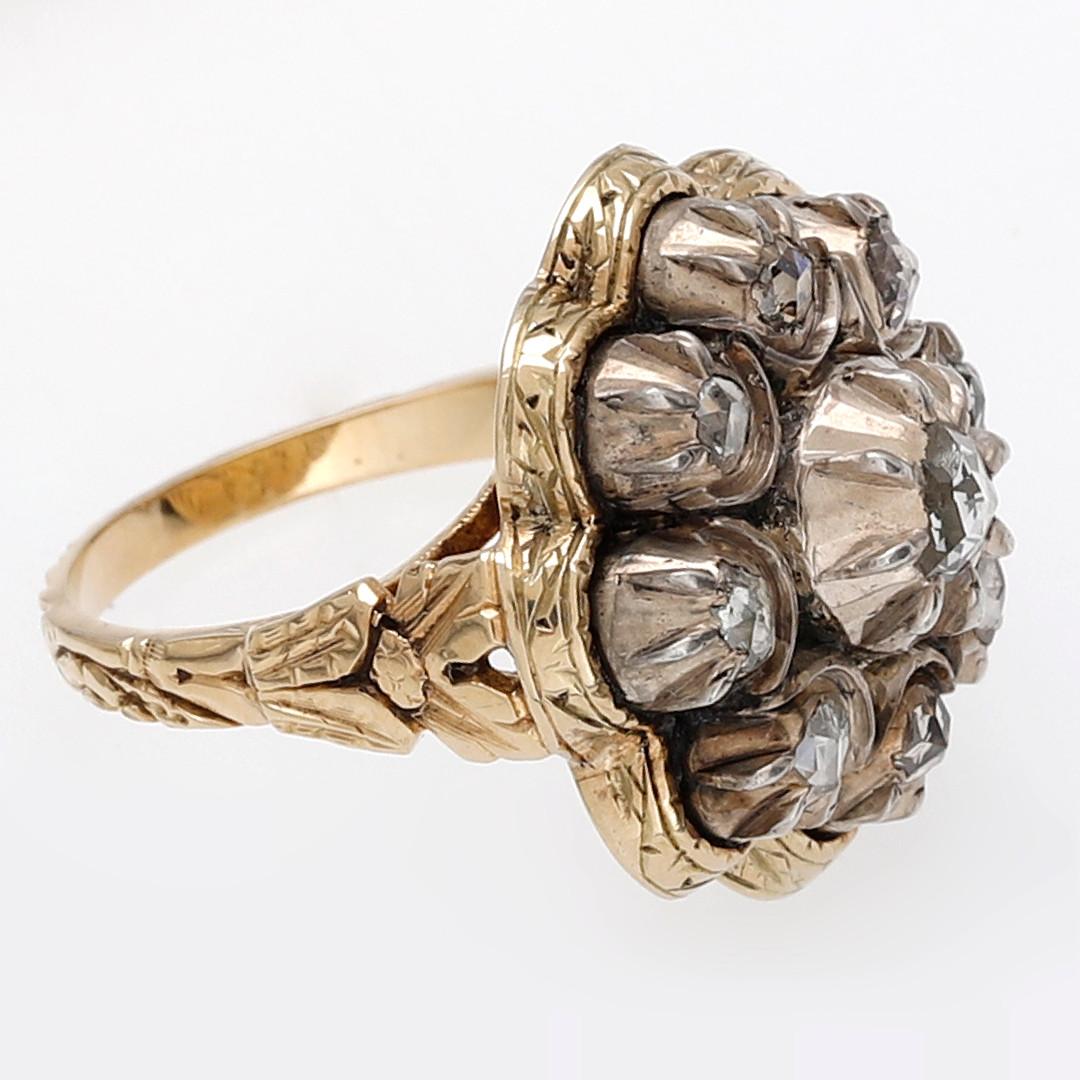 Late Georgian Rose Cut Diamond Cluster Ring (Europe Ca. 1830) For Sale 3