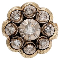 Anillo georgiano tardío con racimo de diamantes talla rosa (Europa hacia 1830)