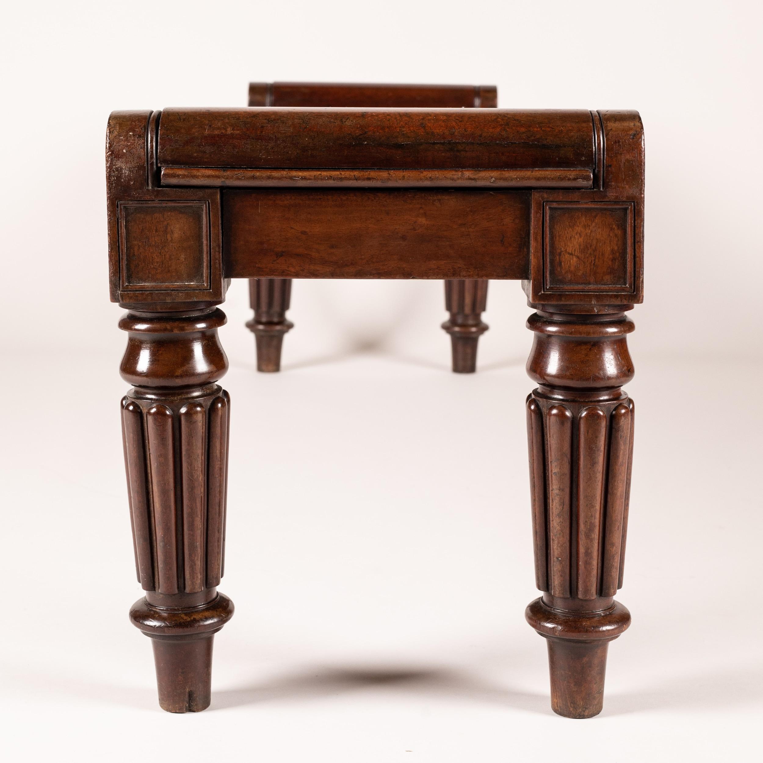 19th Century Late Georgian Solid Mahogany Bench with Carved Legs