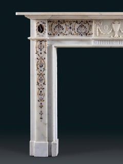 Late Georgian Style Chimneypiece in Statuary Marble, Inlaid with Blue-John Stone