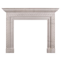 Late Georgian Style Fireplace Carved in White Marble