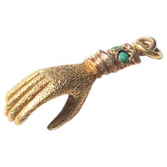 Antique Late Georgian Turquoise and 15 Carat Gold Hand Charm